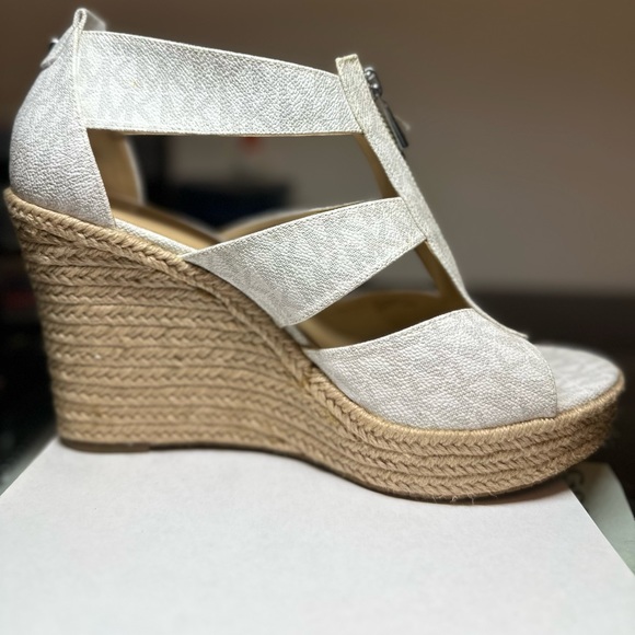 Michael Michael Kors Logo Platform Wedge, bright white Sandals. - Picture 7 of 11
